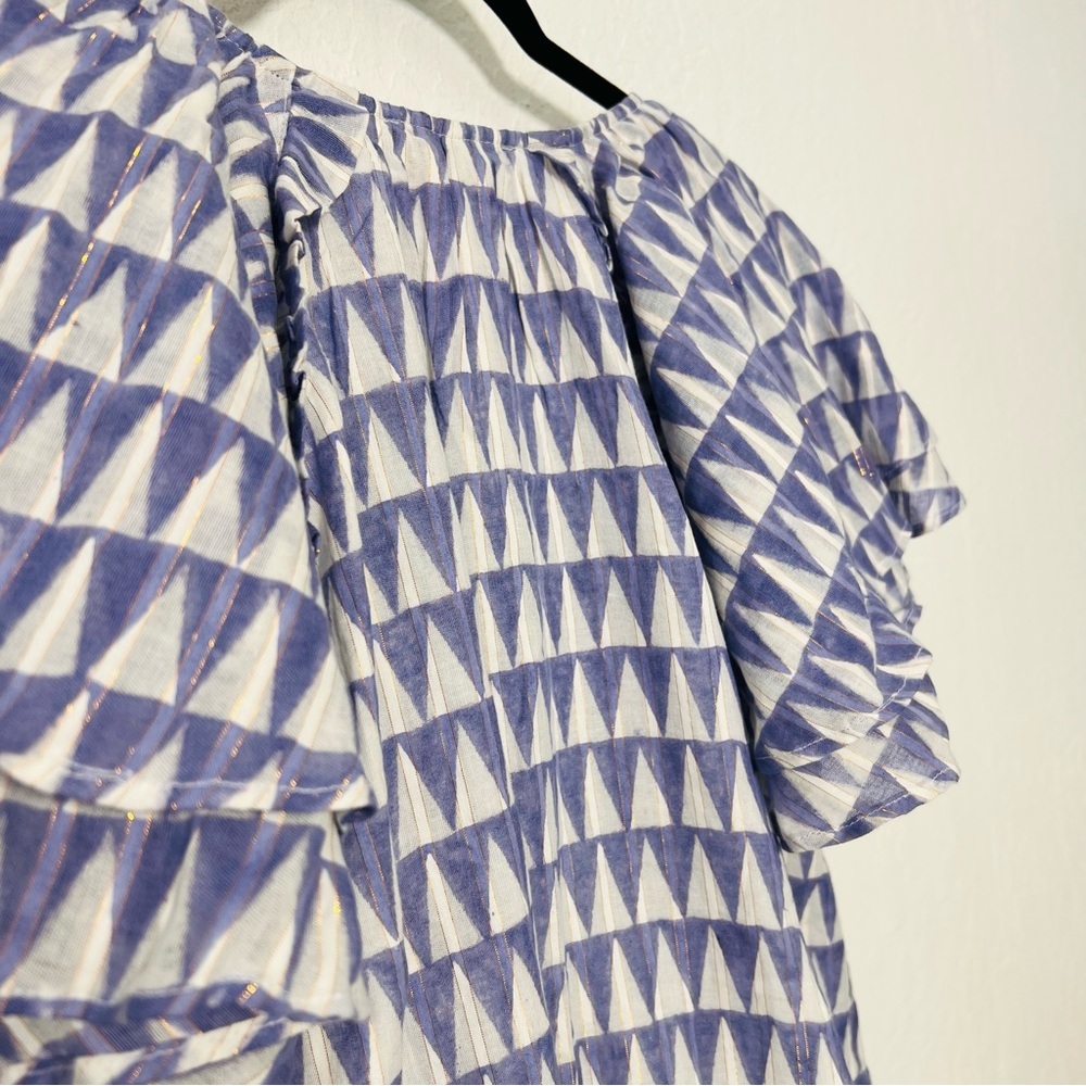 Cleobella Lavender & White Printed Flutter-Sleeve Tiered Dress - Picture 12 of 14